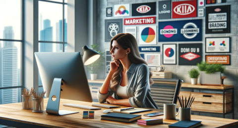 DALL·E 2023-12-25 13.06.22 - A realistic image of a marketing professional, a Caucasian woman in her 30s, sitting at a modern office desk, deeply immersed in thought. The scene ca